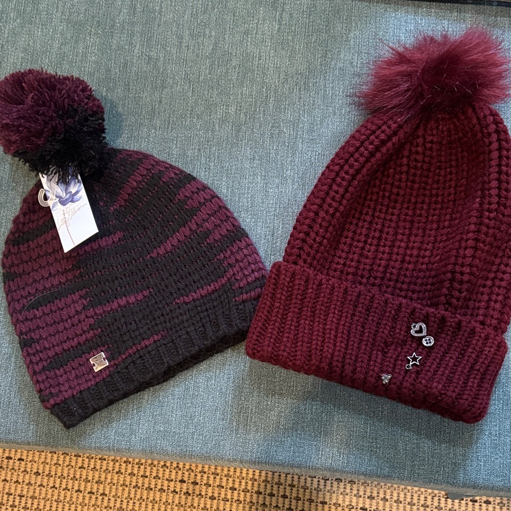 Stylish Burgundy and Black knit hats